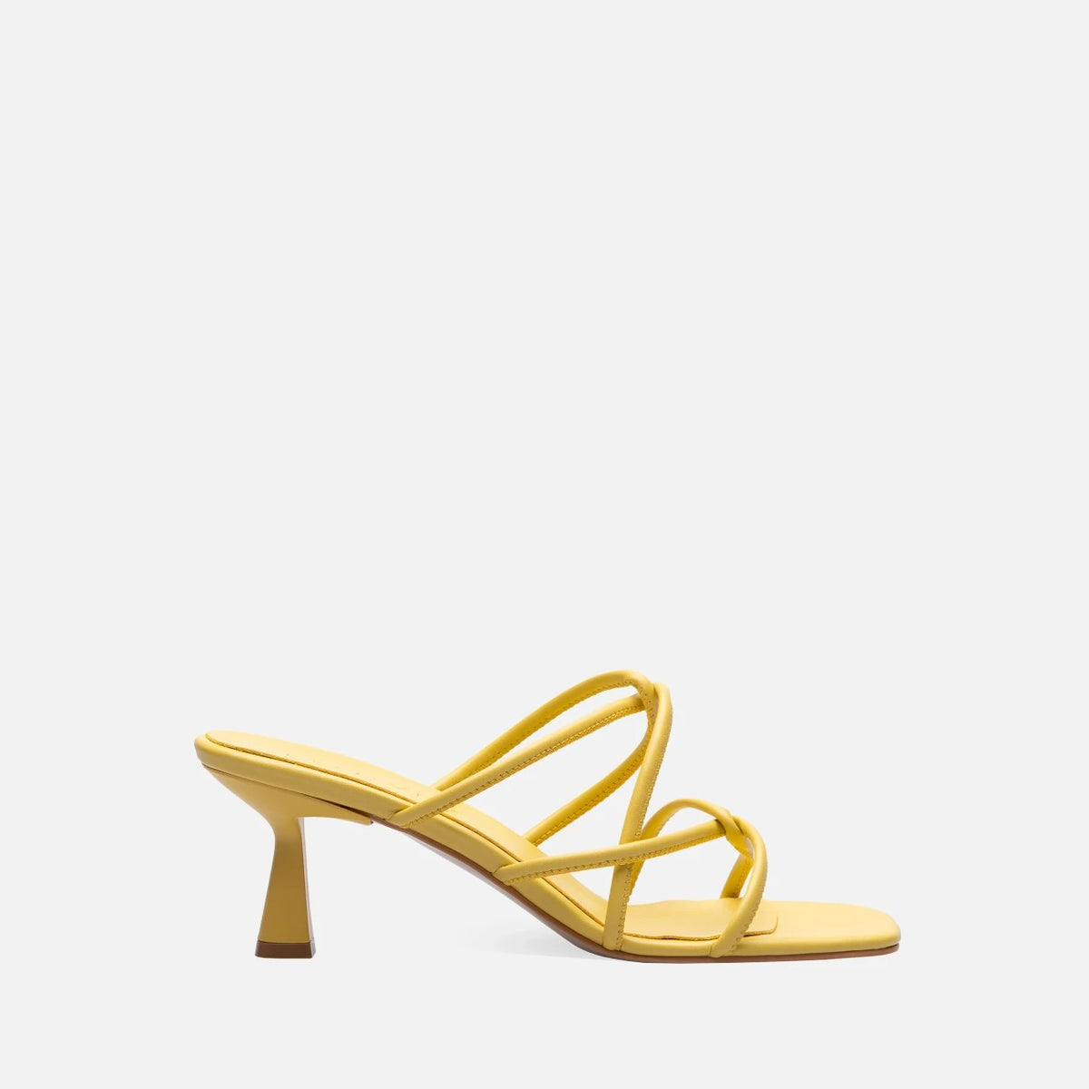 Women's Yellow Skin Heeled Slippers - STREETMODE™