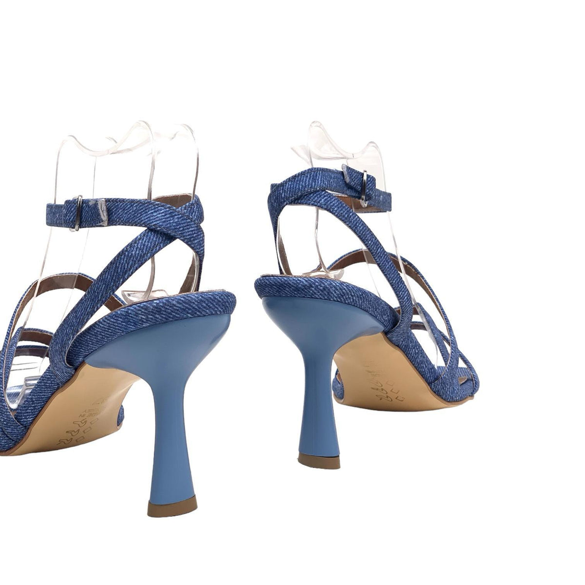 Women's Yerha Blue Denim Material Sandals 8 cm - STREETMODE™
