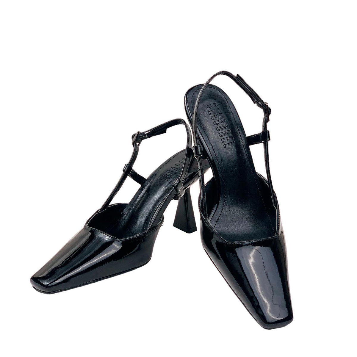 Women's Yojd Black Patent Leather Heeled Open Back Shoes 8 CM - STREETMODE™