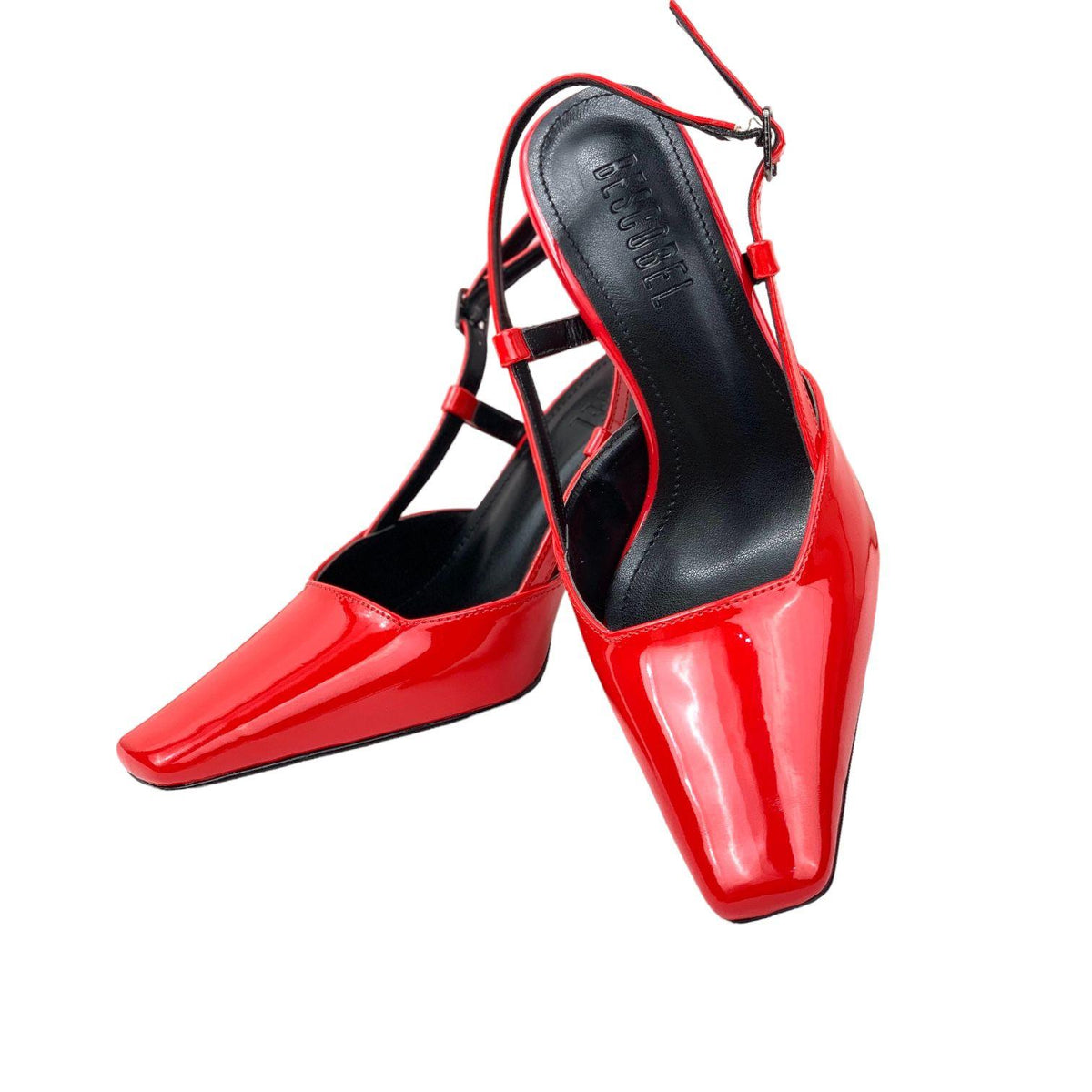 Women's Yojd Red Patent Leather Heeled Open Back Shoes 8 CM - STREETMODE™