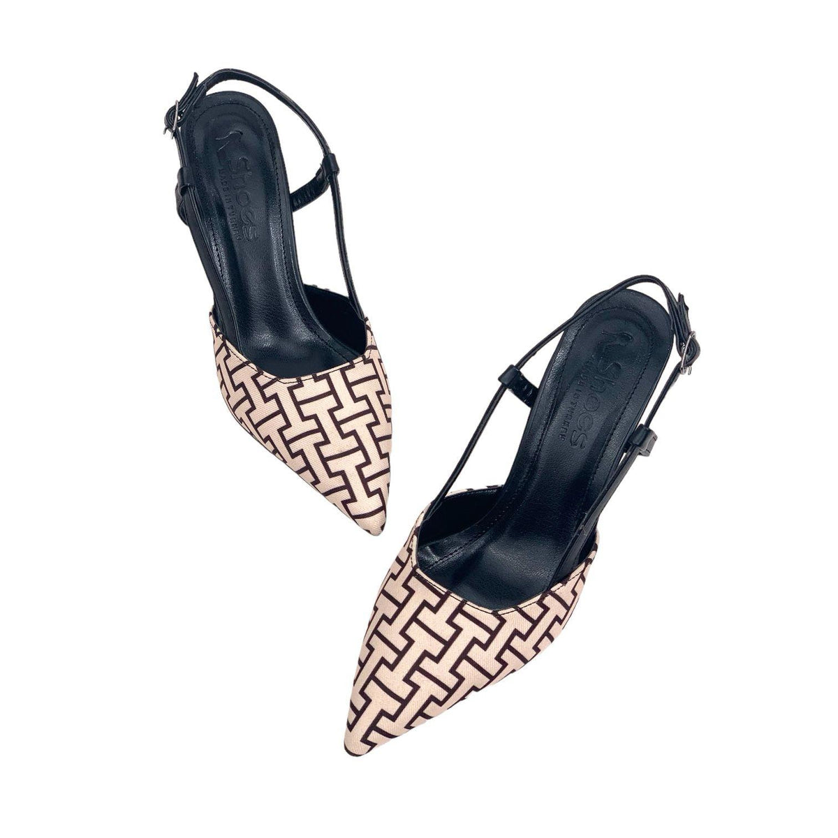 Women's Yurba Black Thin Heel Textile Sandals 8 cm - STREETMODE™