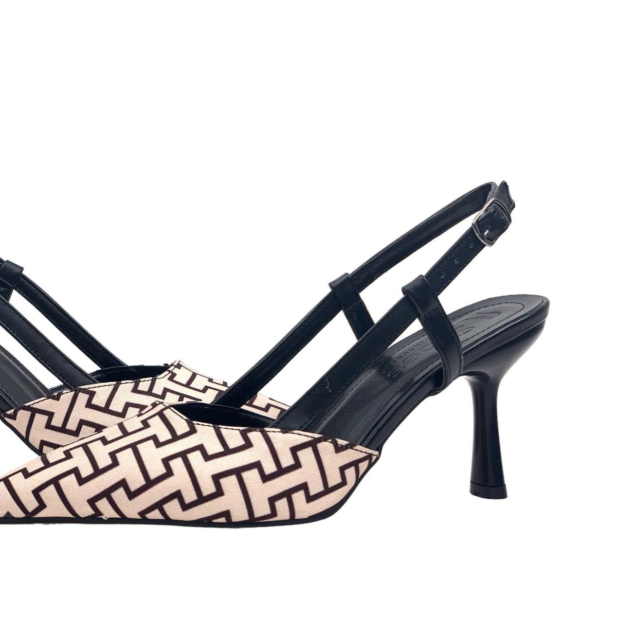 Women's Yurba Black Thin Heel Textile Sandals 8 cm - STREETMODE™