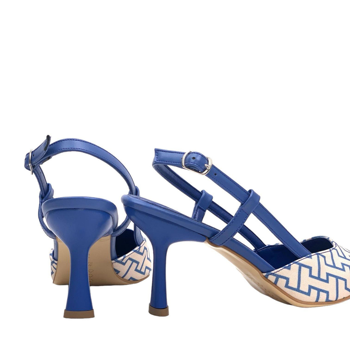 Women's Yurba Blue Thin Heel Textile Sandals 8 cm - STREETMODE™