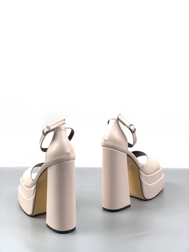 Women's Zoon Beige Skin High Double Platform Open Toe Sandals Shoes - STREETMODE™