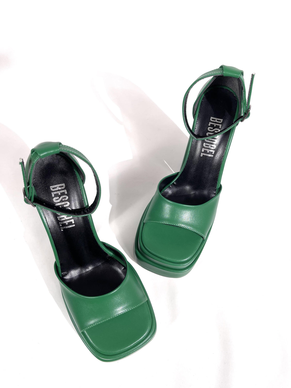 Women's Zoon Green Skin High Double Platform Open-Front Sandals Shoes - STREETMODE™