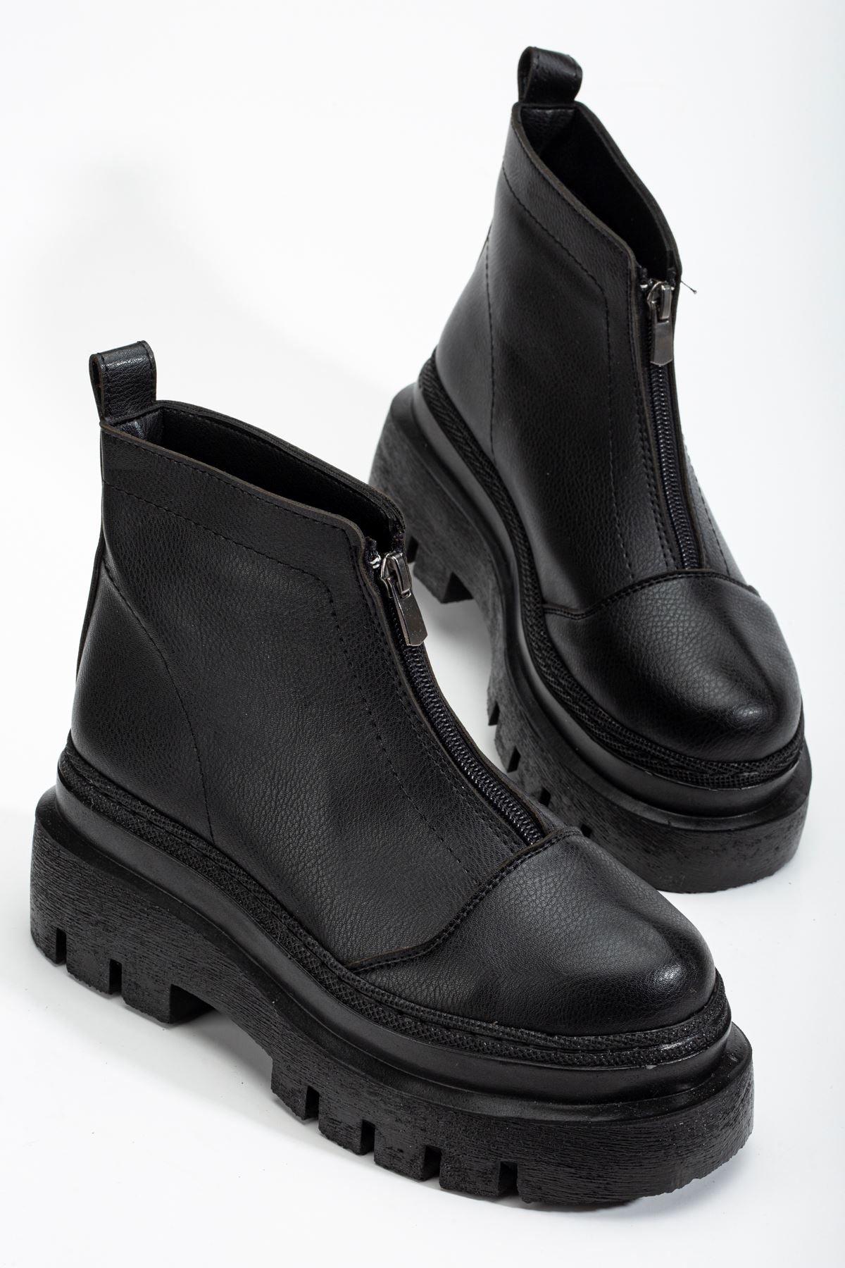 Black High Heel Detailed Lace-Up Women's Boots - STREETMODE™